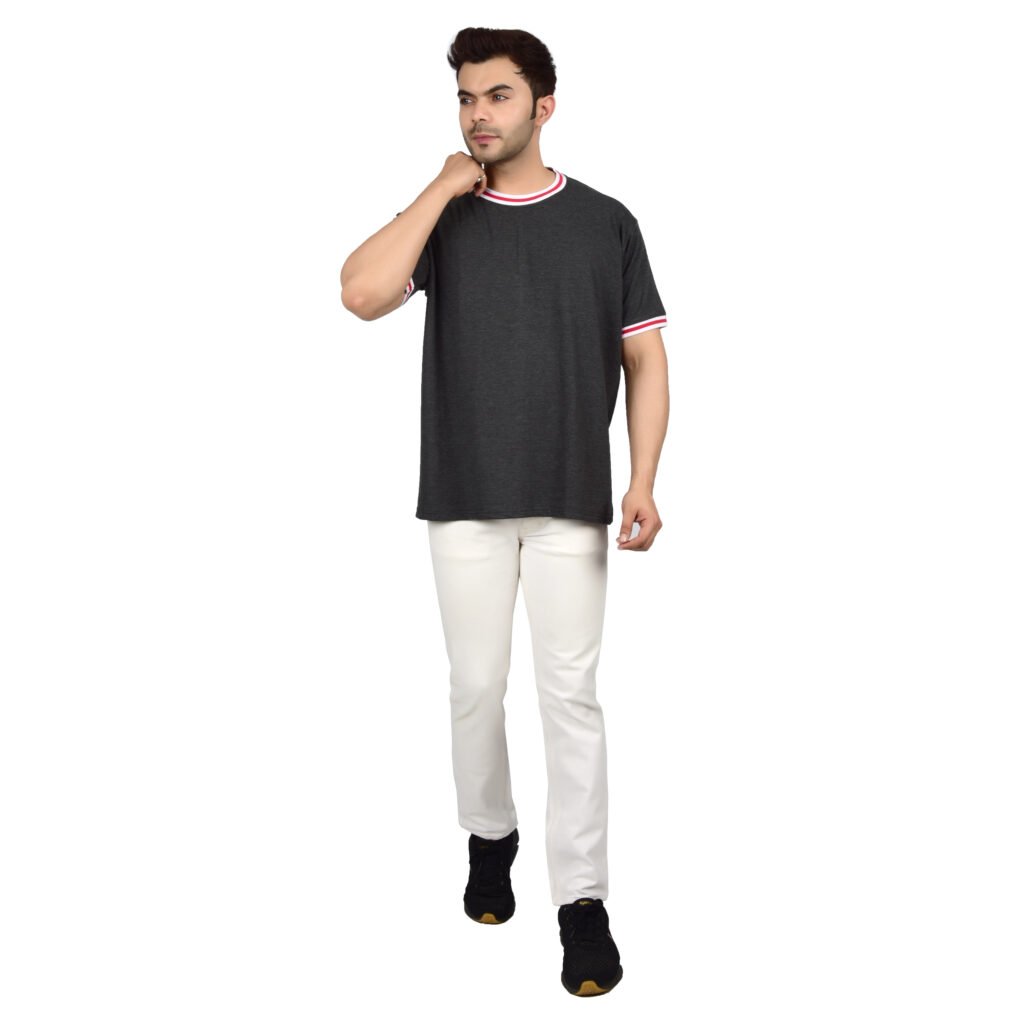 Men’s Solid Black Cotton T-shirt (Oversized)