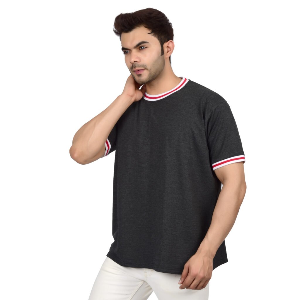 Men’s Solid Black Cotton T-shirt (Oversized)