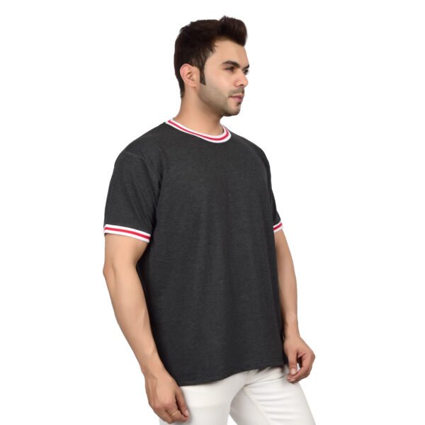 Men's Solid Black Cotton T-shirt (Oversized)