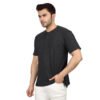 Men's Solid Black Cotton T-shirt (Oversized)