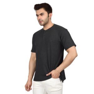 Men's Solid Black Cotton T-shirt (Oversized)