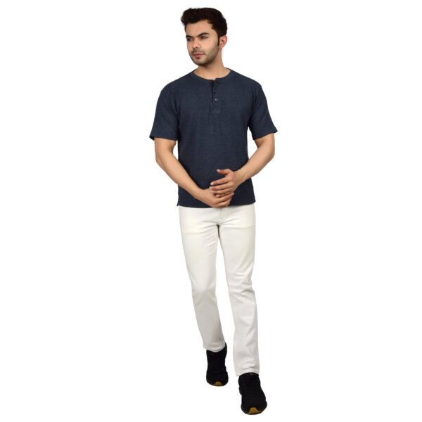 Men's Solid Dark Blue Cotton T-shirt (Oversized)