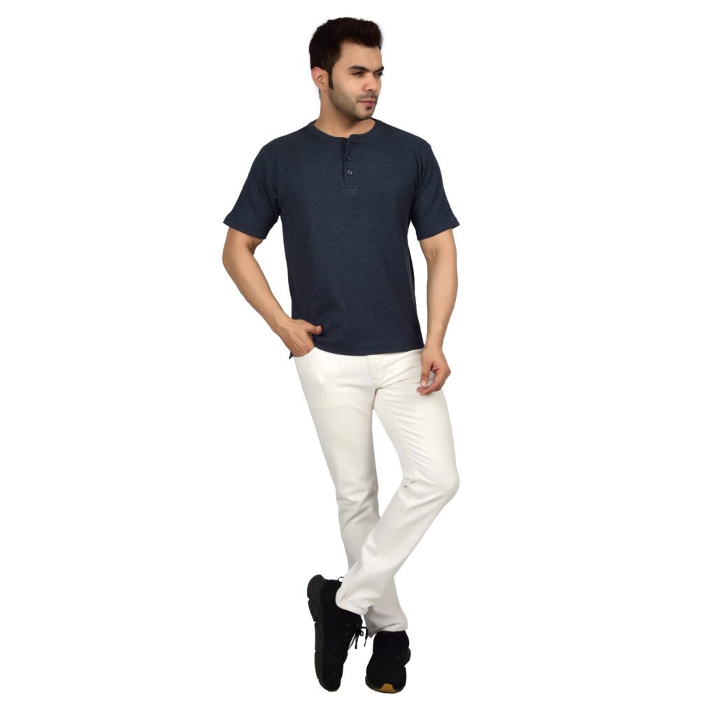 Men’s Solid Dark Blue Cotton T-shirt (Oversized)