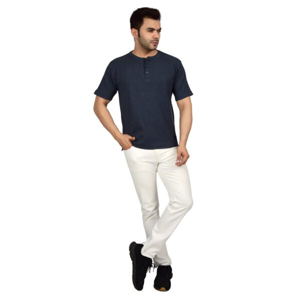 Men's Solid Dark Blue Cotton T-shirt (Oversized)