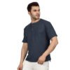 Men's Solid Dark Blue Cotton T-shirt (Oversized)