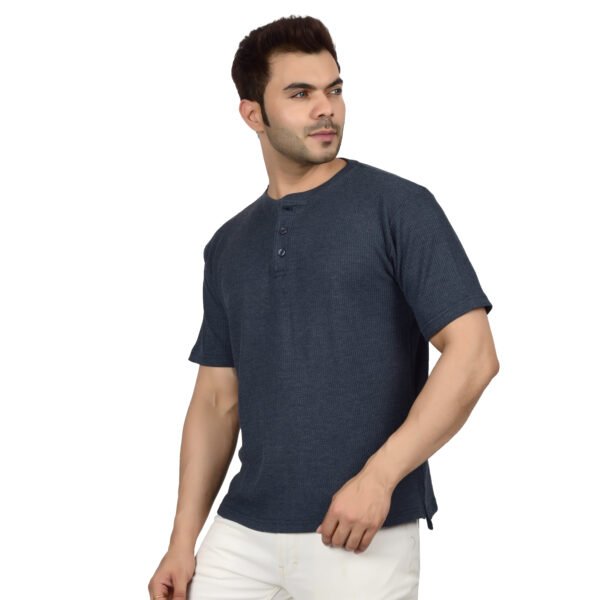 Men's Solid Dark Blue Cotton T-shirt (Oversized)