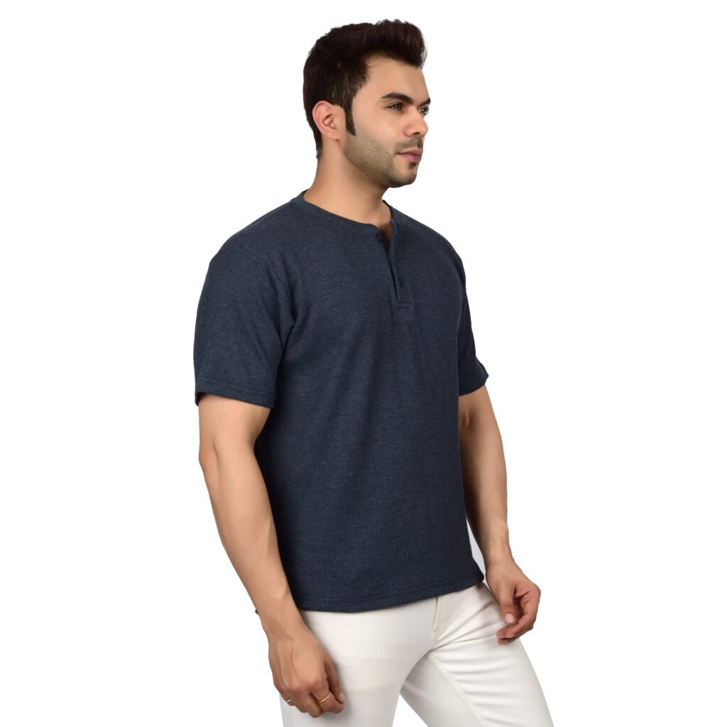 Men’s Solid Dark Blue Cotton T-shirt (Oversized)