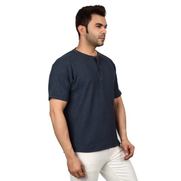 Men's Solid Dark Blue Cotton T-shirt (Oversized)