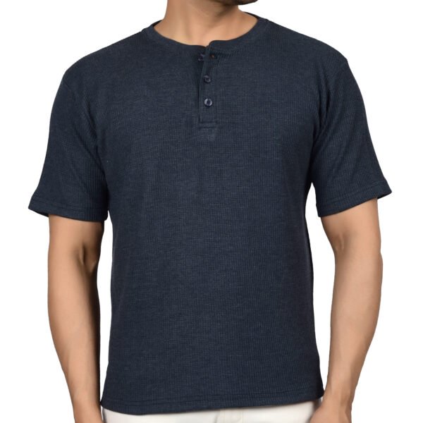 Men's Solid Dark Blue Cotton T-shirt (Oversized)
