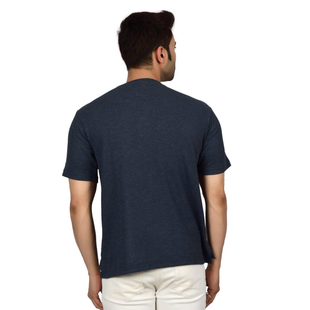 Men’s Solid Dark Blue Cotton T-shirt (Oversized)