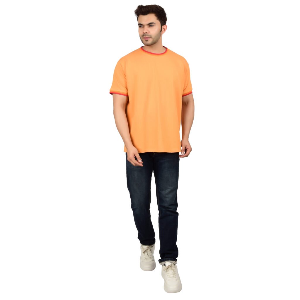 Men’s Solid Orange Cotton T-shirt (Oversized)