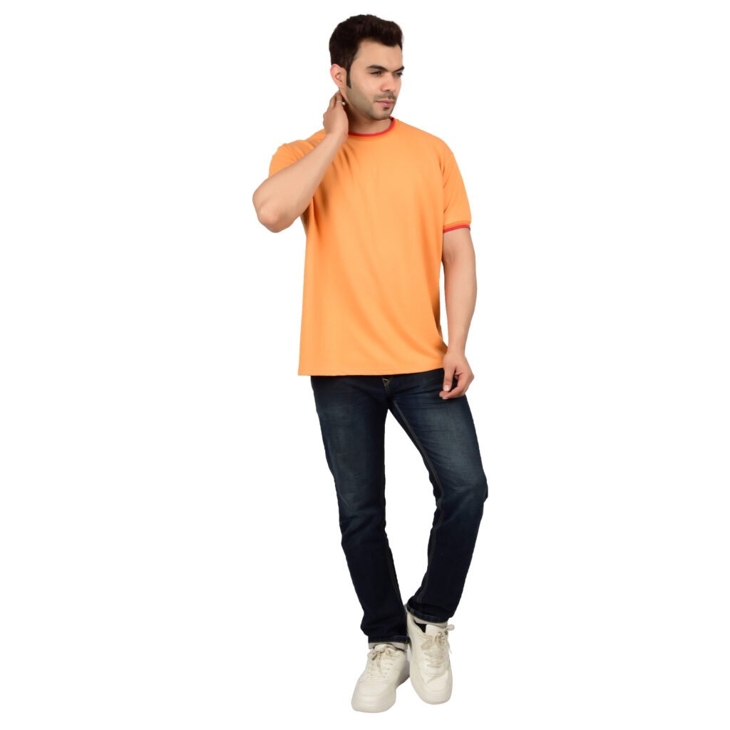 Men’s Solid Orange Cotton T-shirt (Oversized)