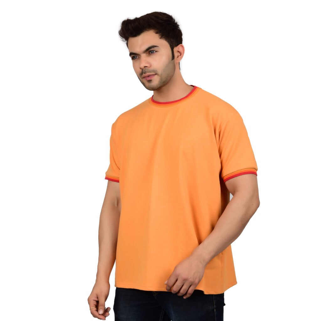 Men’s Solid Orange Cotton T-shirt (Oversized)