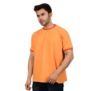 Men's Solid Orange Cotton T-shirt (Oversized)