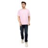 Men's Solid Pink Cotton T-shirt (Oversized)