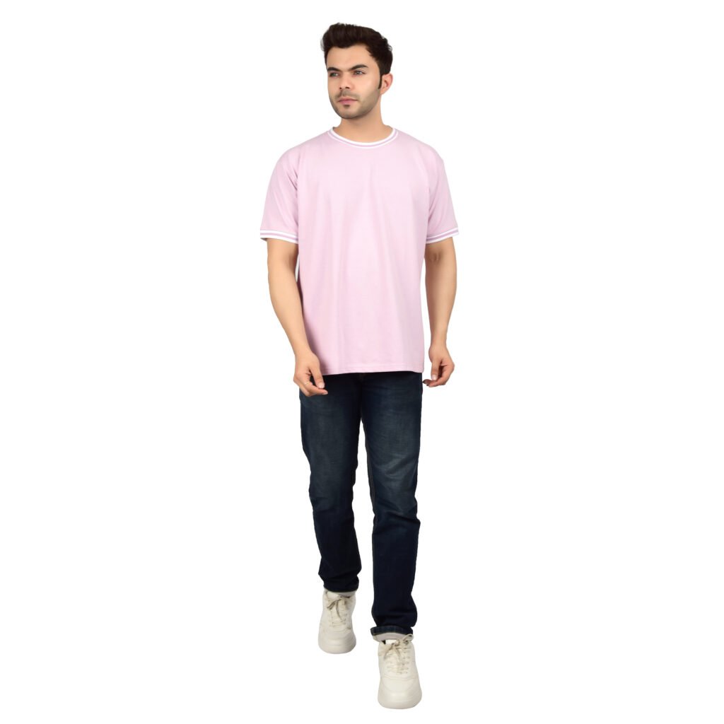 Men’s Solid Pink Cotton T-shirt (Oversized)