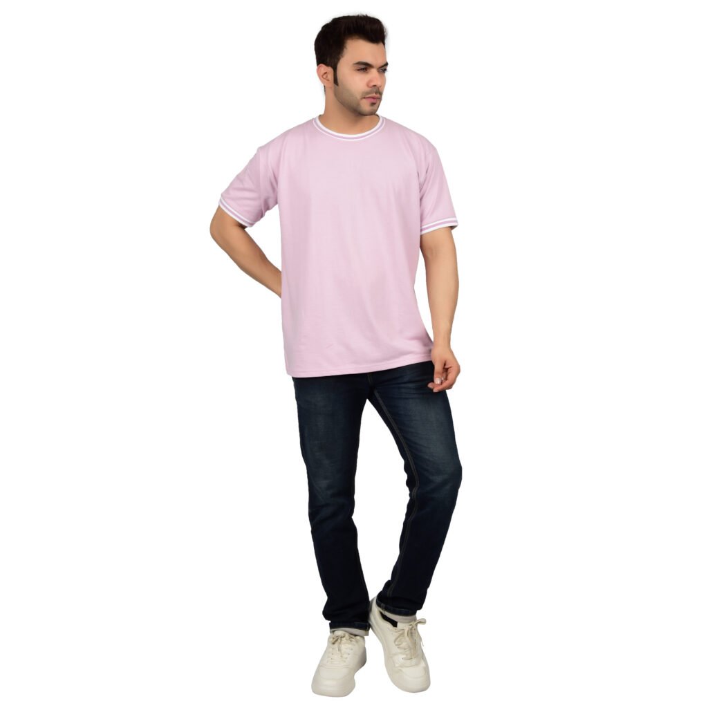 Men’s Solid Pink Cotton T-shirt (Oversized)