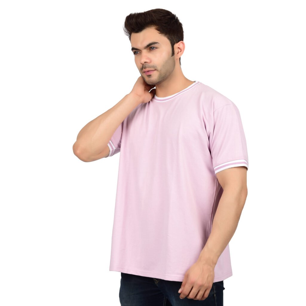 Men’s Solid Pink Cotton T-shirt (Oversized)