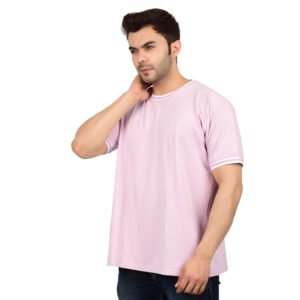 Men's Solid Pink Cotton T-shirt (Oversized)