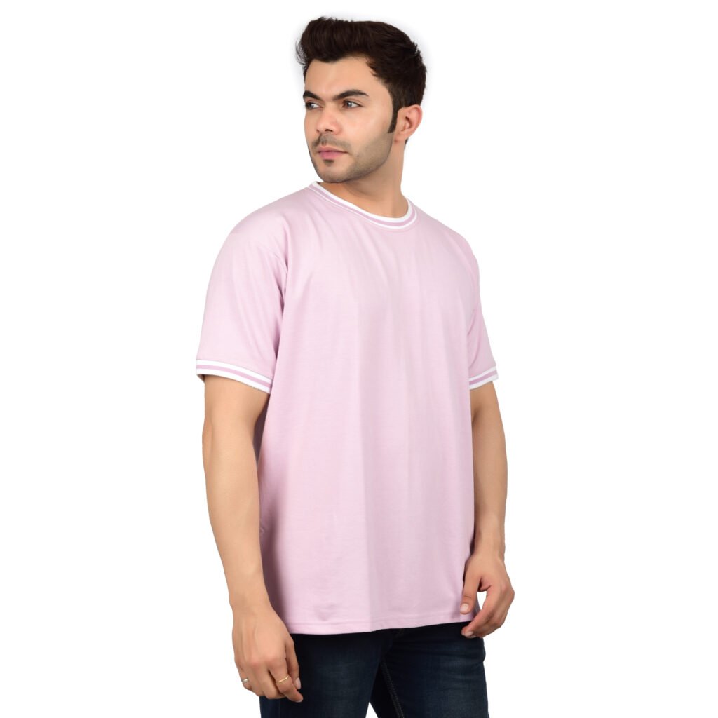 Men’s Solid Pink Cotton T-shirt (Oversized)