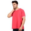 Men's Solid Black Red T-shirt (Oversized)