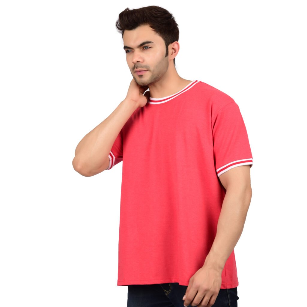Men’s Solid Black Red T-shirt (Oversized)