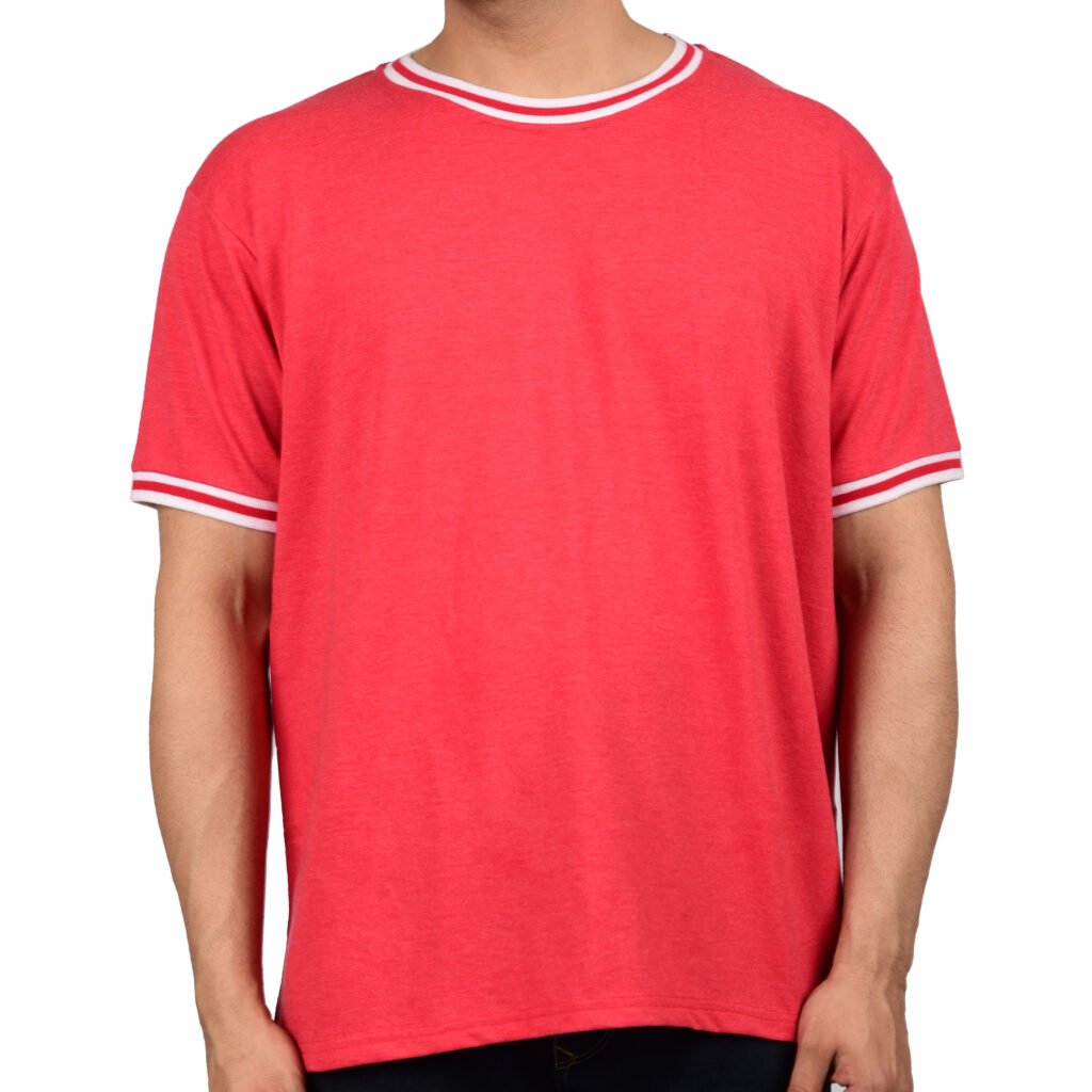 Men’s Solid Black Red T-shirt (Oversized)