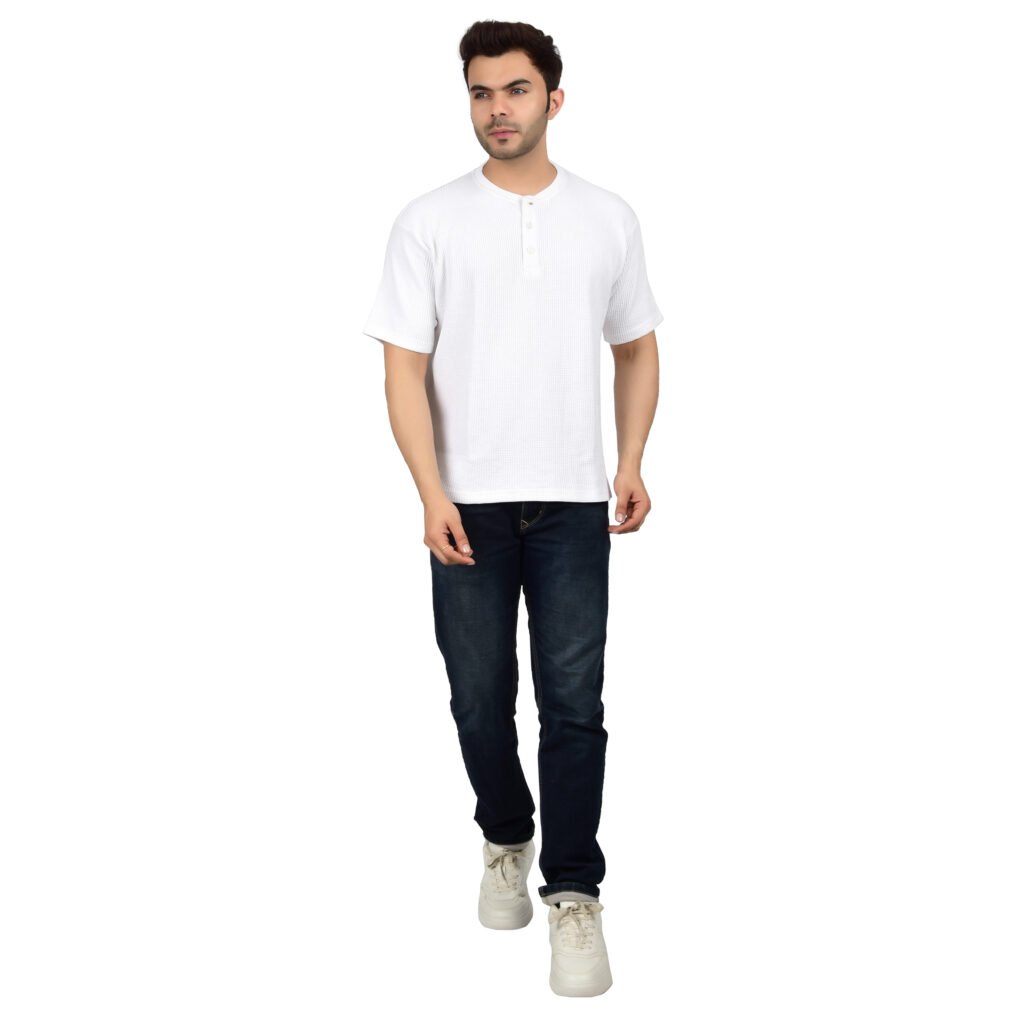 Men’s Solid White Cotton T-shirt (Oversized)