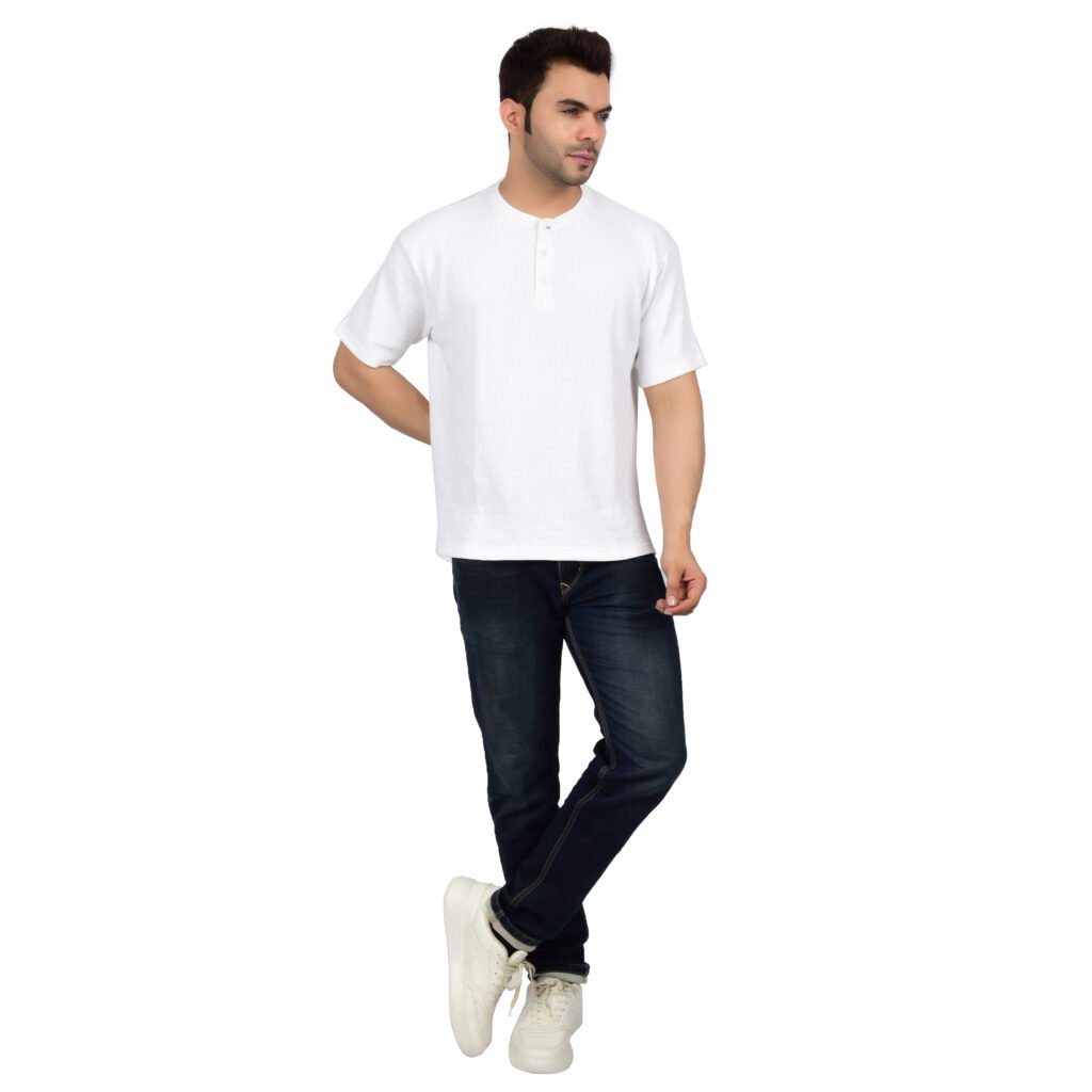 Men’s Solid White Cotton T-shirt (Oversized)