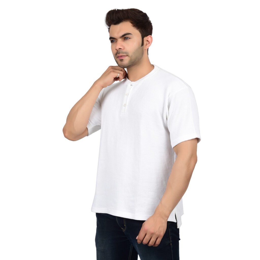 Men’s Solid White Cotton T-shirt (Oversized)