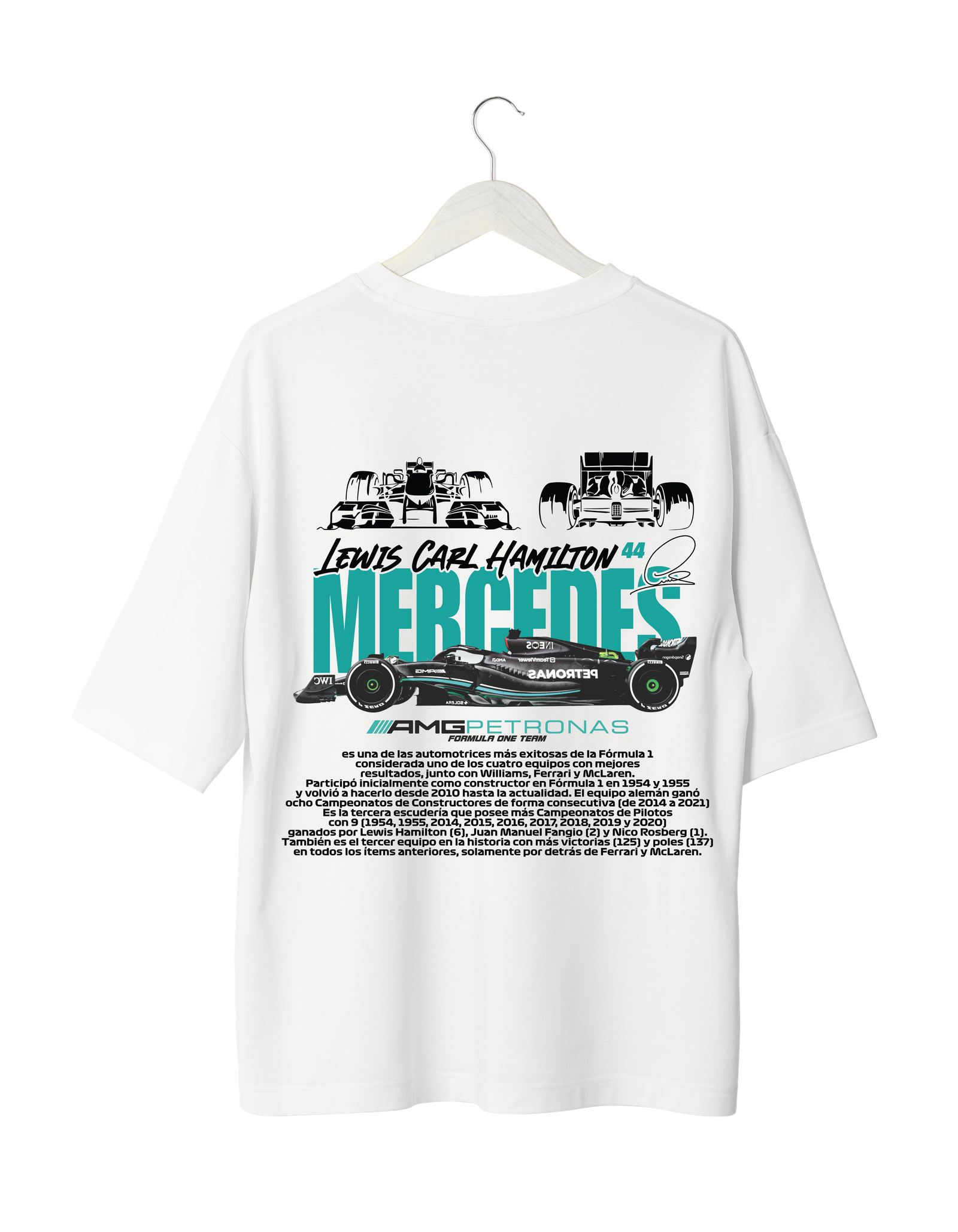 Lewis Hamilton Mercedes Formula 1 T-Shirt with racing car design and team graphics