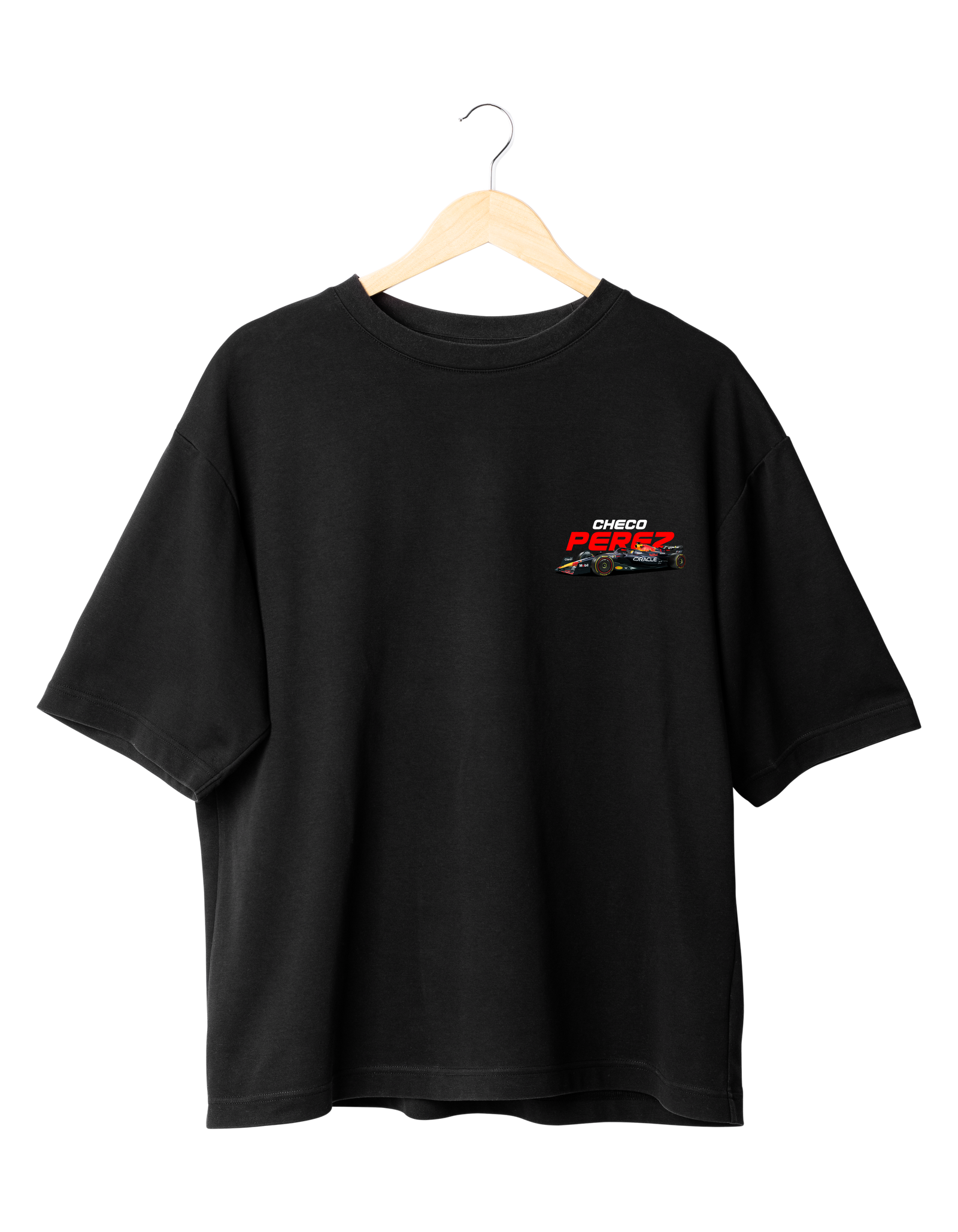 Sergio Perez Red Bull Racing T-Shirt with F1 car design and blueprint-style graphics