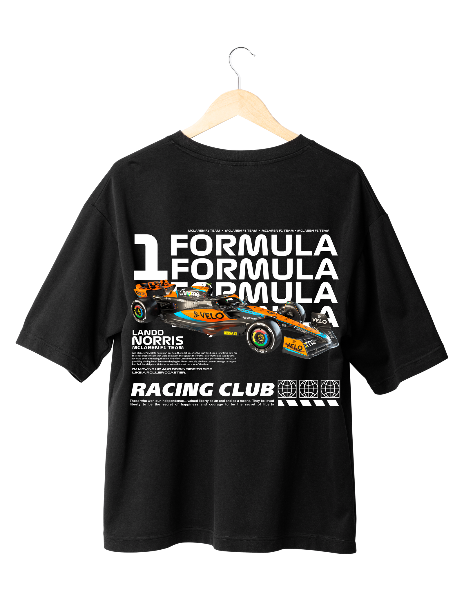 Lando Norris McLaren F1 T-Shirt with racing car and motorsport graphics