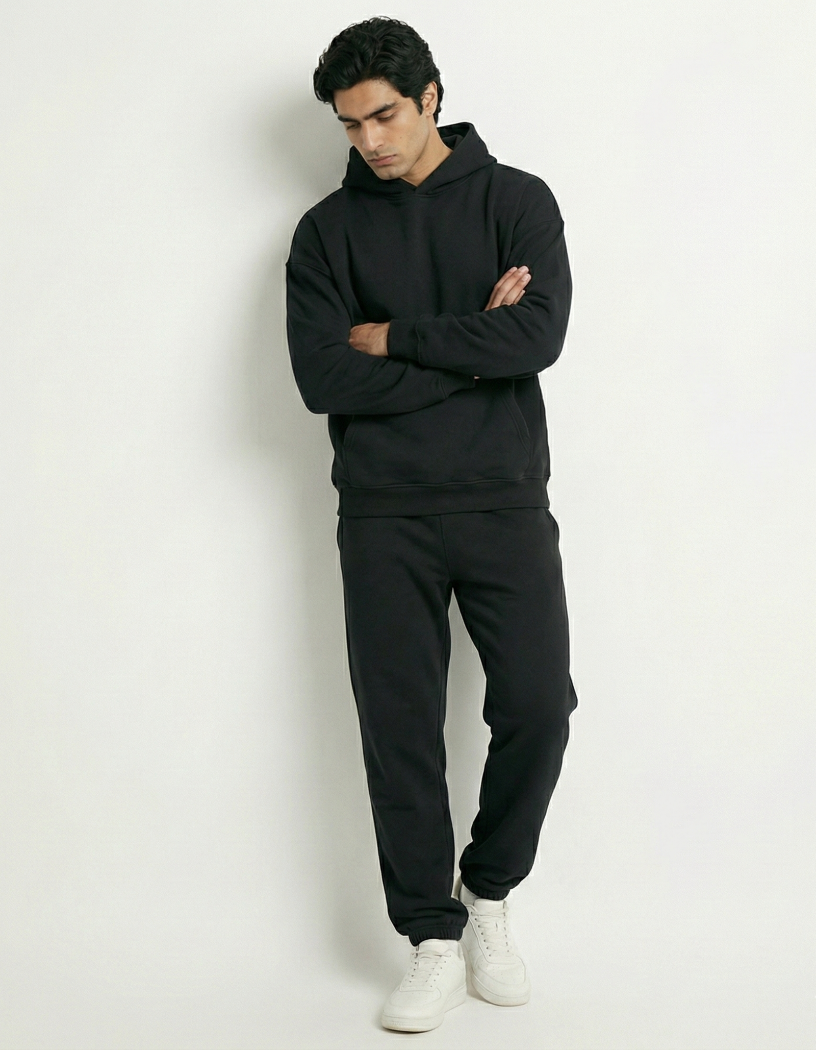 Plain Black Hoodie  - Oversized Fit