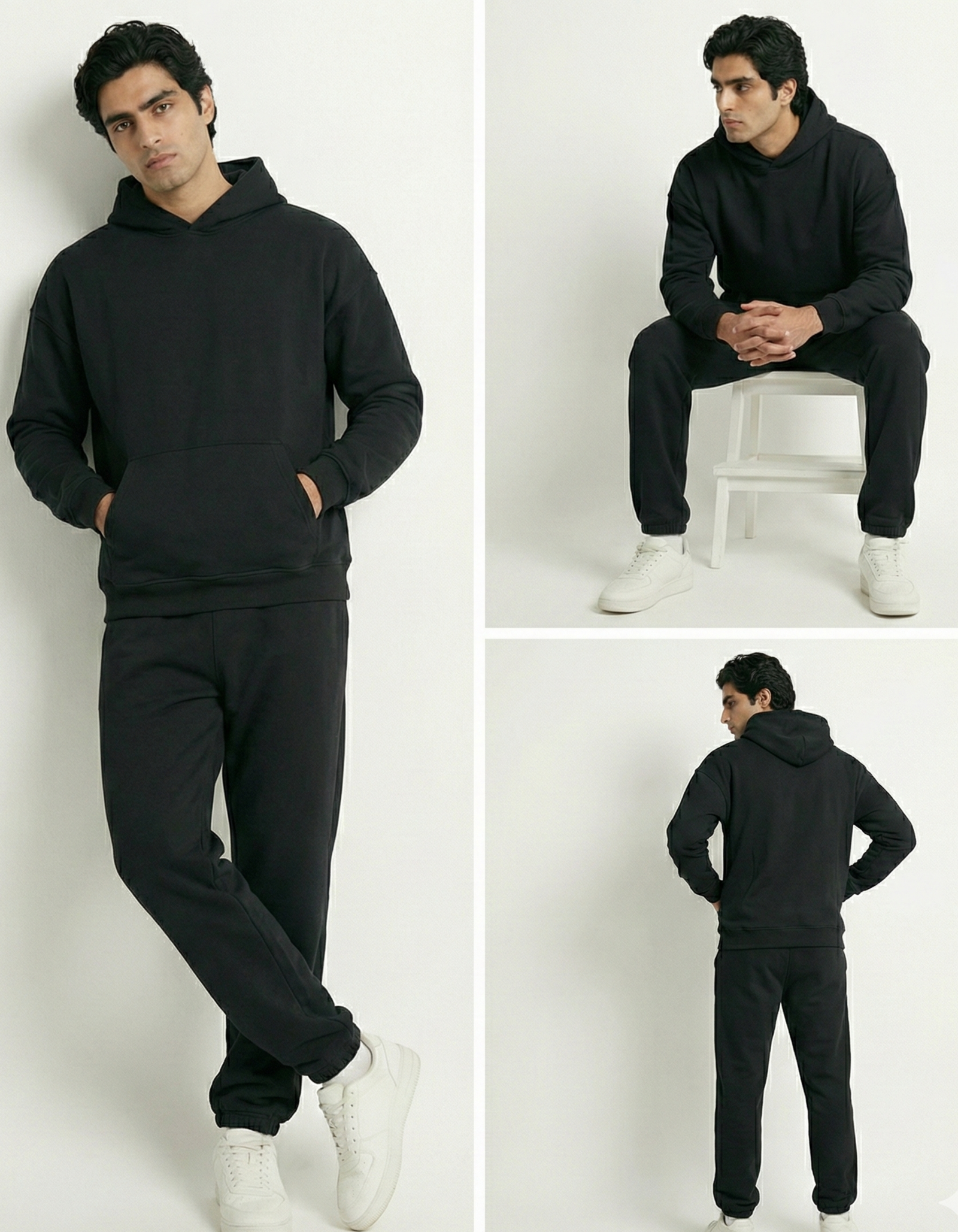 Plain Black Hoodie  - Oversized Fit