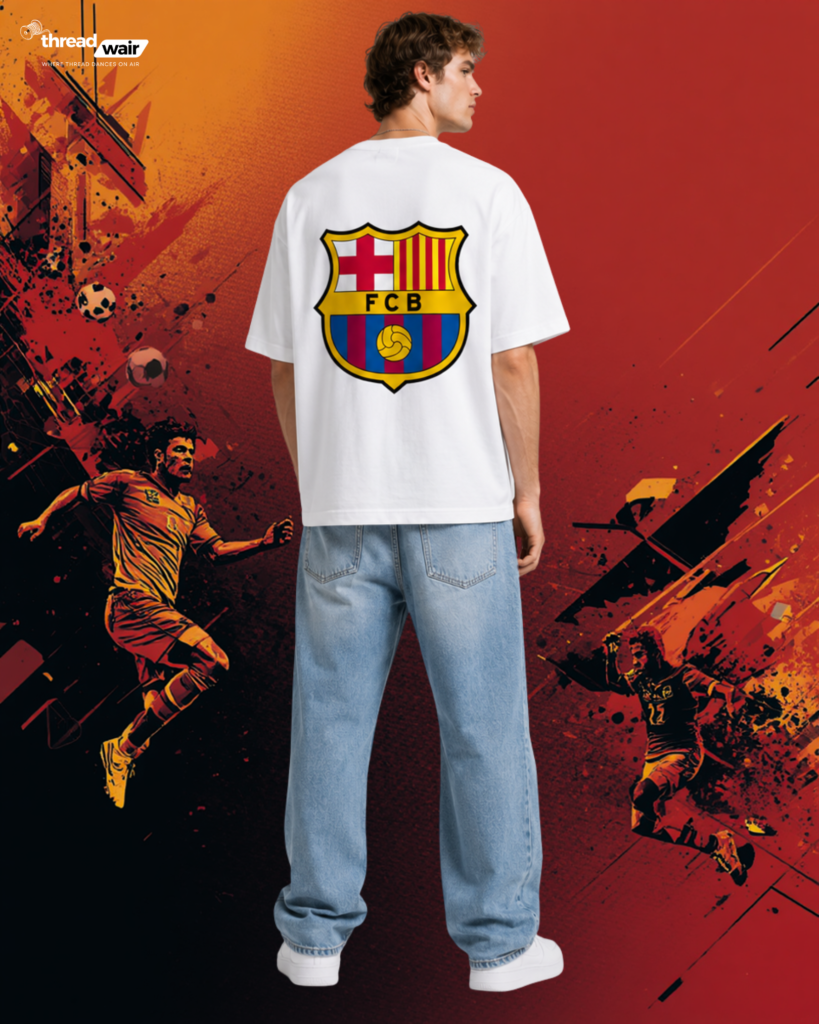 FC Barcelona Crest Classic T-Shirt  White  (OVERSIZED)