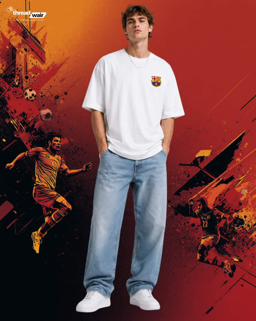 FC Barcelona Crest Classic T-Shirt  White  (OVERSIZED)
