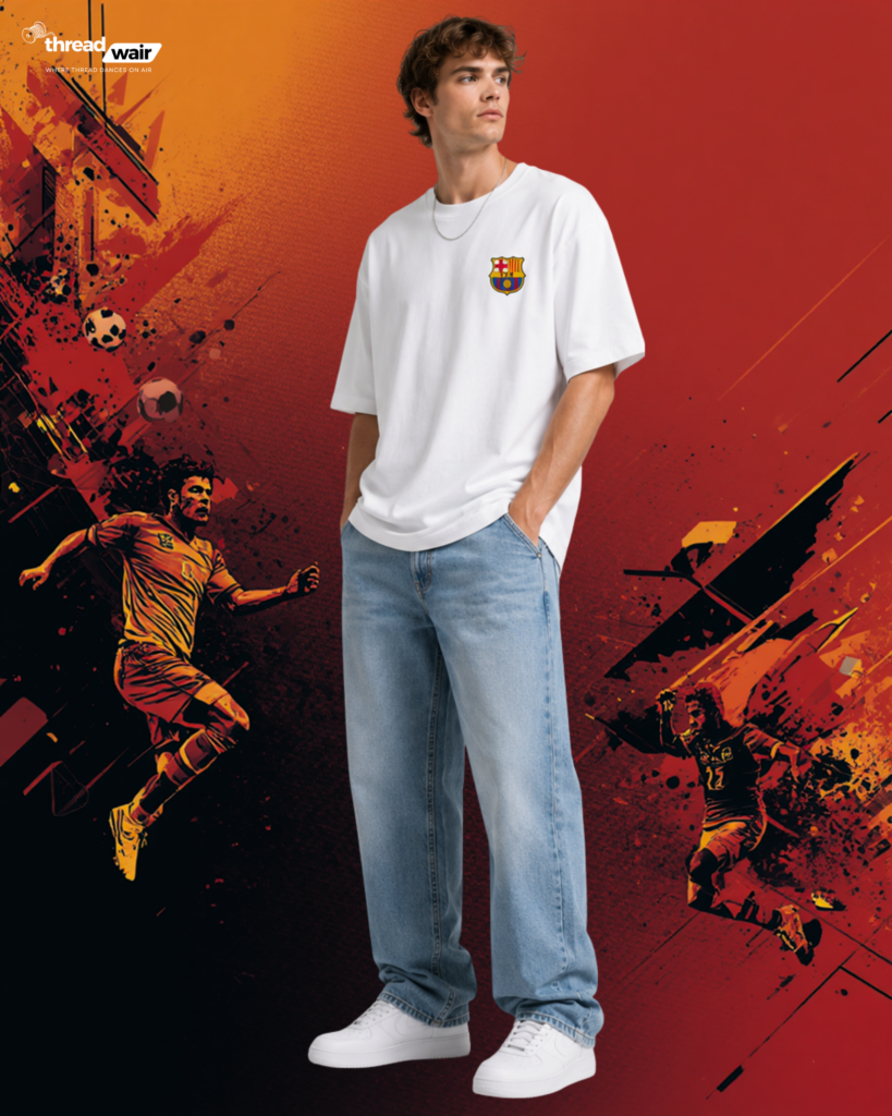 FC Barcelona Crest Classic T-Shirt  White  (OVERSIZED)