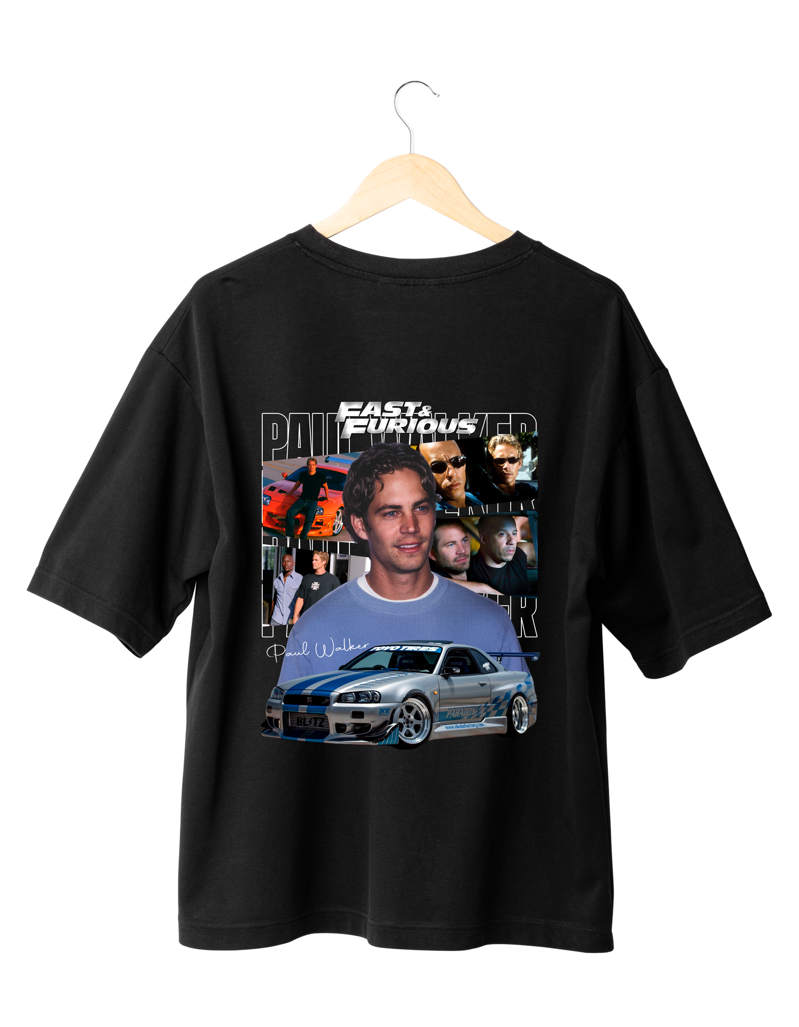 Paul Walker Fast & Furious Graphic T-Shirt Black (Oversized)