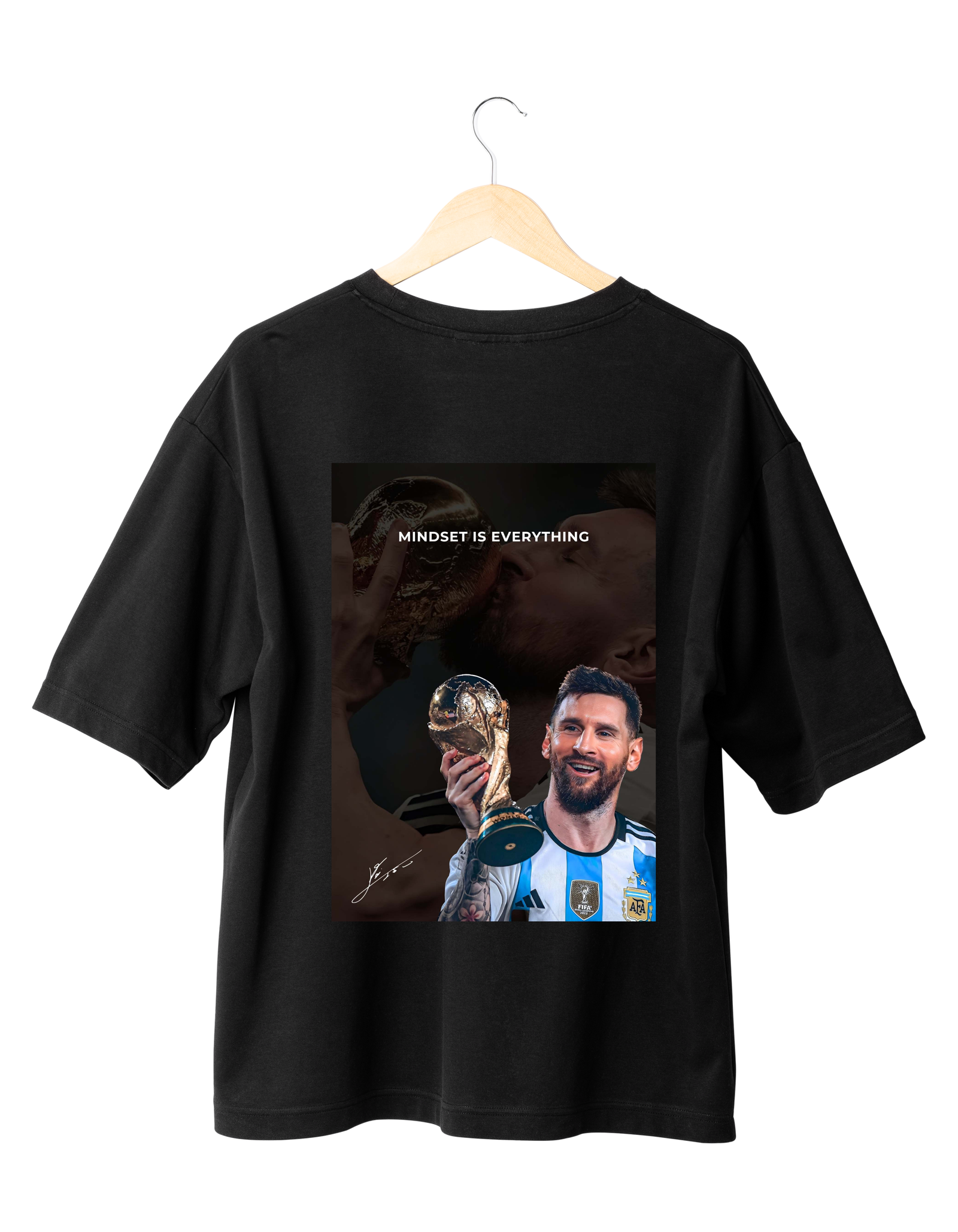 Mindset Is Everything – Messi Champion T-Shirt BLACK | (OVERSIZED)