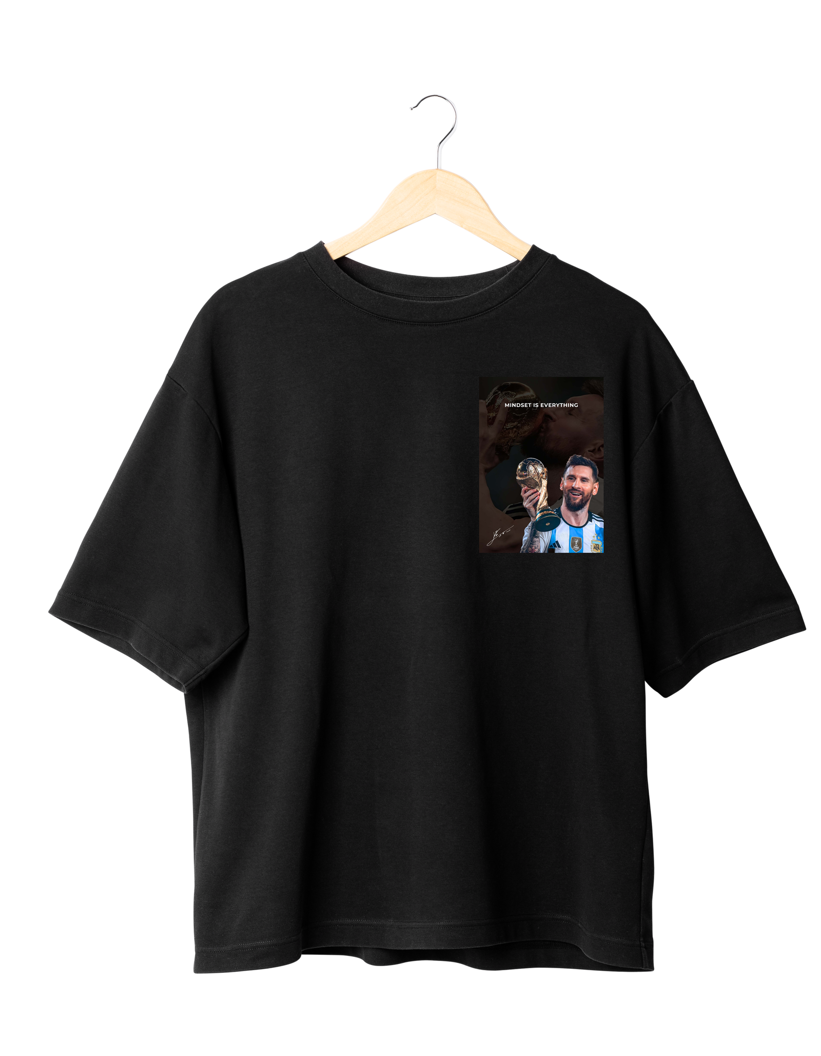 Mindset Is Everything – Messi Champion T-Shirt BLACK | (OVERSIZED)