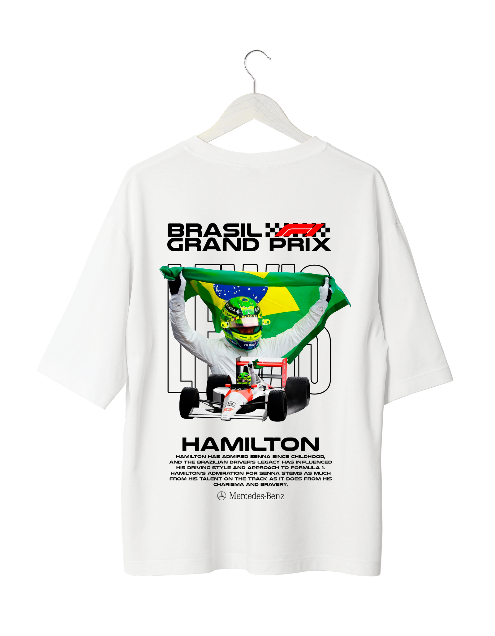 Lewis Hamilton Brasil Grand Prix T-Shirt White OVERSIZED