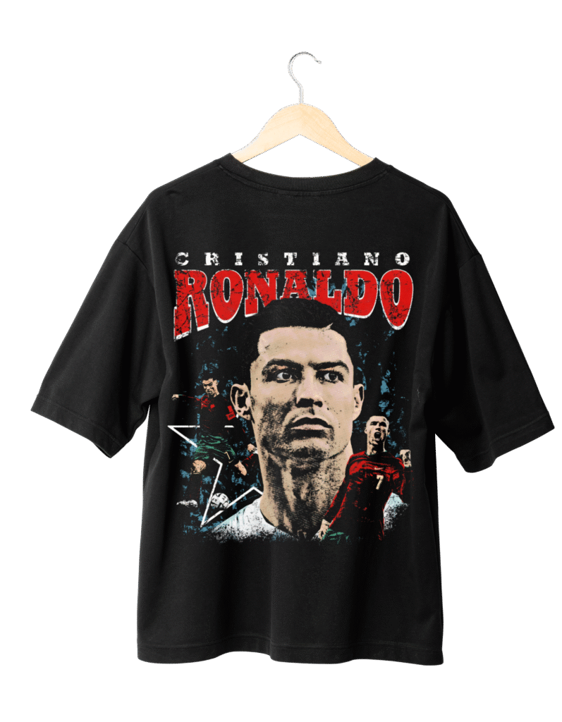 Ronaldo Classic Fan T-Shirt BLACK  (OVERSIZED )